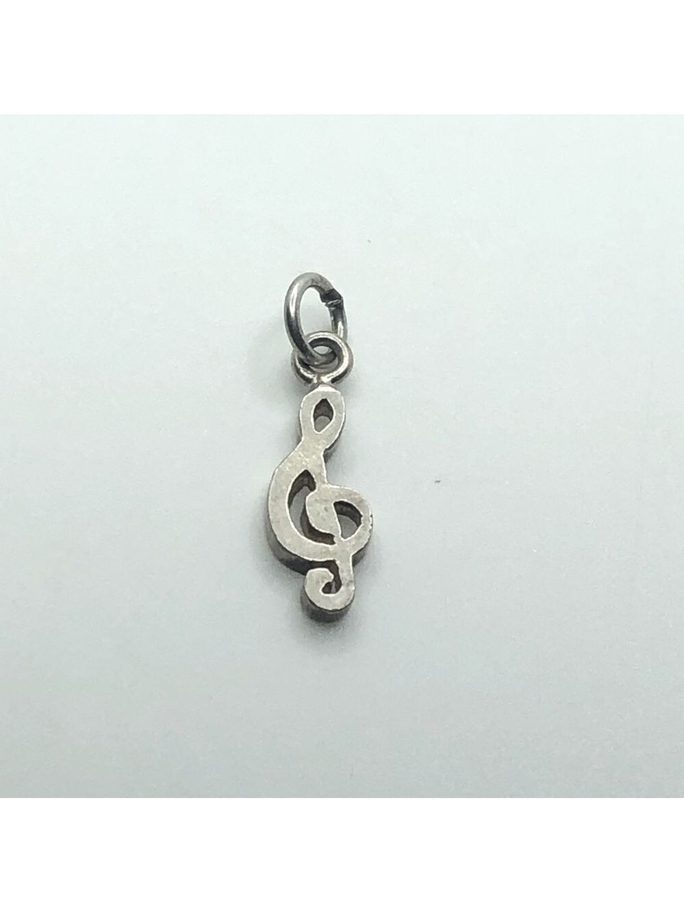 VTG Sterling Silver Music Note Treble Clef G Clef Symbol Pendant Charm .7”